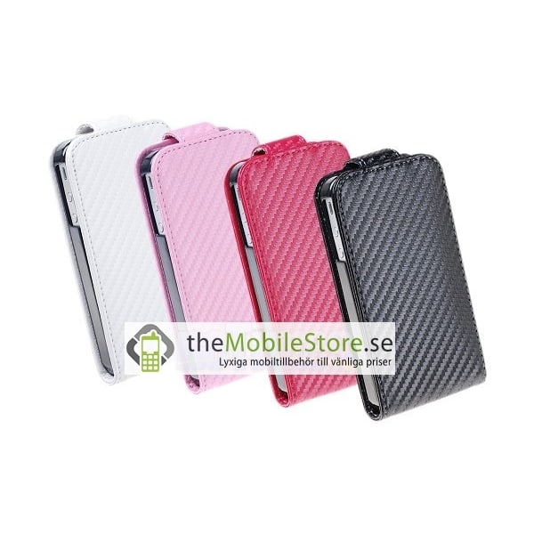 Carbon Fiber mobilväska till Apple iPhone 4S / 4 (Magenta)