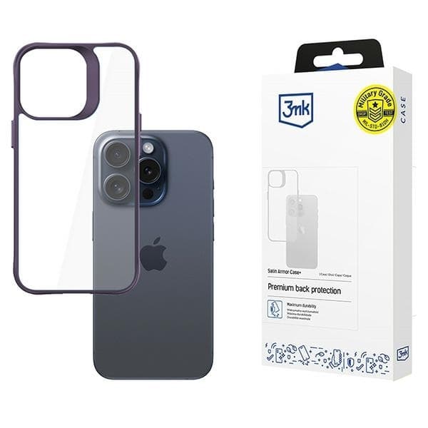 3MK Mobilskal till iPhone 15 Pro Max Satin Armor Plus - Lila
