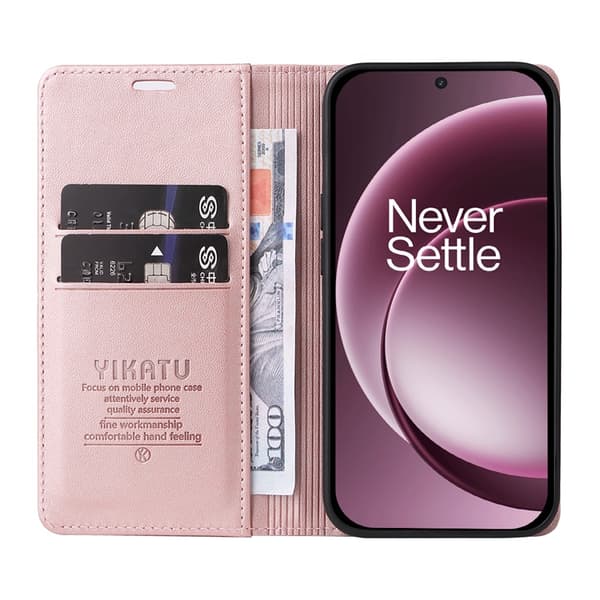 YIKATU OnePlus 15 Plånboksfodral Closure Konstläder Roséguld