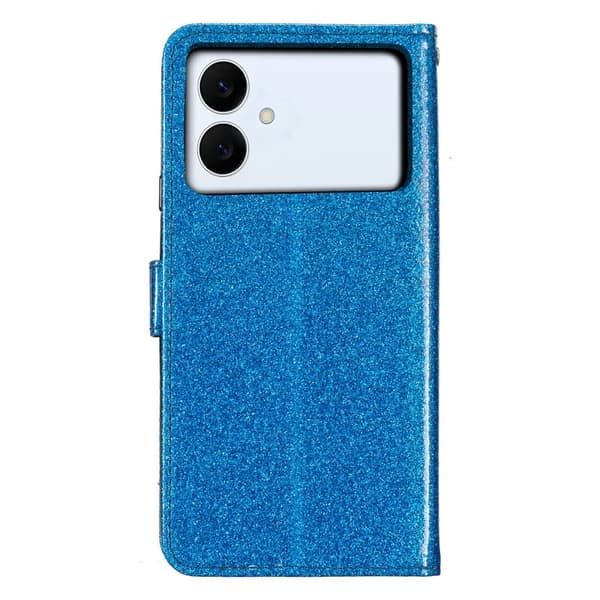 Samsung Galaxy S26 Edge Plånboksfodral Glitter Anti-Scratch Konstläder - Blå