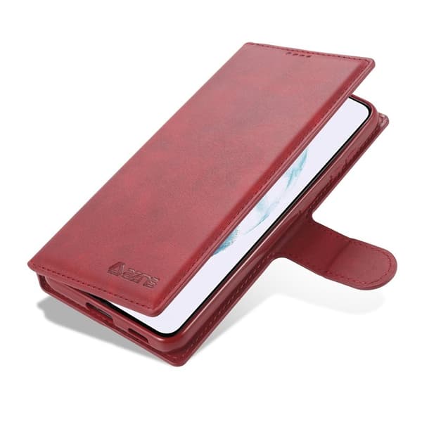 AZNS Dual-sided Magnetic Clasp Plånboksfodral Konstläder - Röd