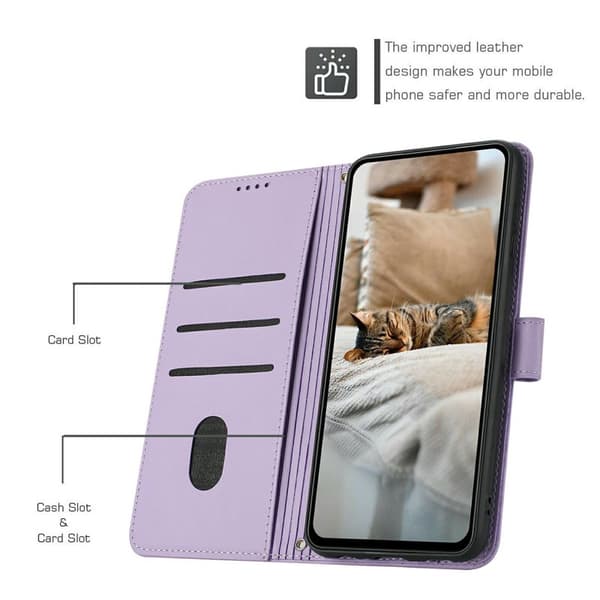 Plånboksfodral för Samsung Galaxy S26 Plus Konstläder Katttryck - Lila