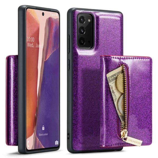 DG.MING M3 Series Konstläder Plånboksfodral för Samsung Galaxy Note20 - Lila