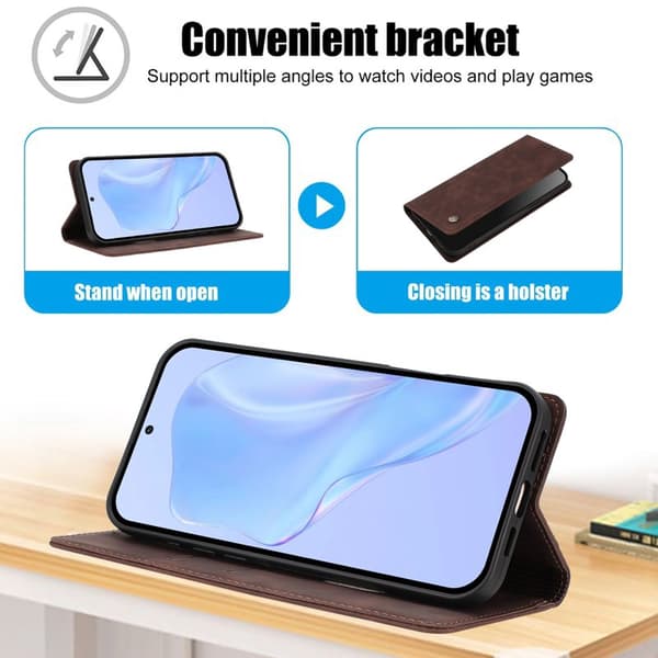 Plånboksfodral för Samsung Galaxy S26 Konstläder RFID - Brun