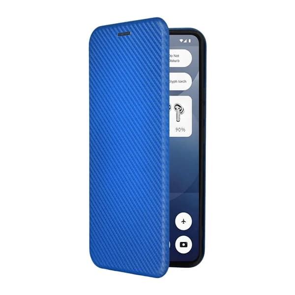 Nothing Phone (3a) Plånboksfodral Konstläder Carbon Fiber - Blå