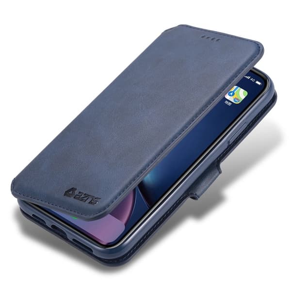 AZNS Leather Stand Konstläder Plånboksfodral för iPhone 12 Pro - Blå