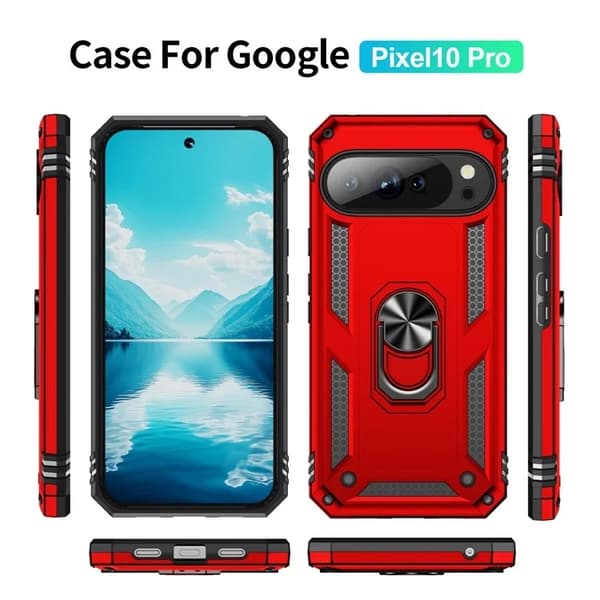 Mobilskal till Google Pixel 10/10 Pro Kickstativ - Röd Röd