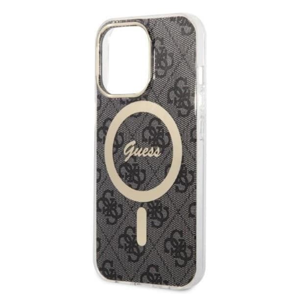 Guess iPhone 13 Pro Max Magsafe Skal 4G Print + Trådløs Oplader Black