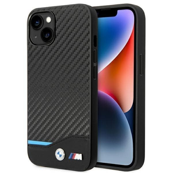 BMW iPhone 14 Plus Skal Læder Carbon - Sort Black
