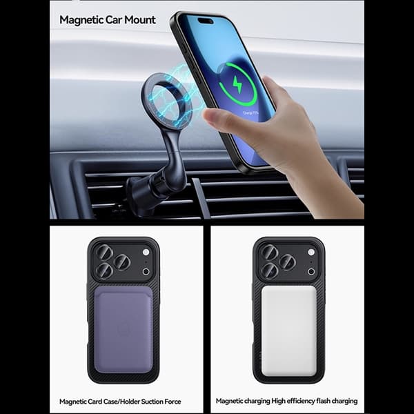 SULADA Mobilskal till iPhone 17 Pro MagSafe Metal Lens Frame - Brun Brun
