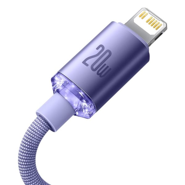 Baseus Crystal USB-C - Lightning -kaapeli 20 W 2 m - violetti