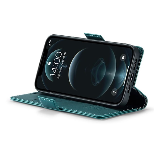 CASEME iPhone 12 Pro Max Plånboksfodral Konstläder RFID-Skydd Grön