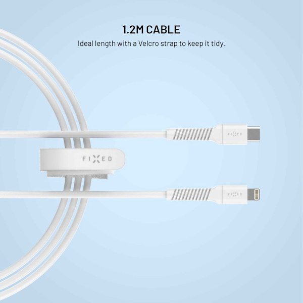 FIXED LIQUID silikonkabel USB-C/Lightning 1.2m Vit