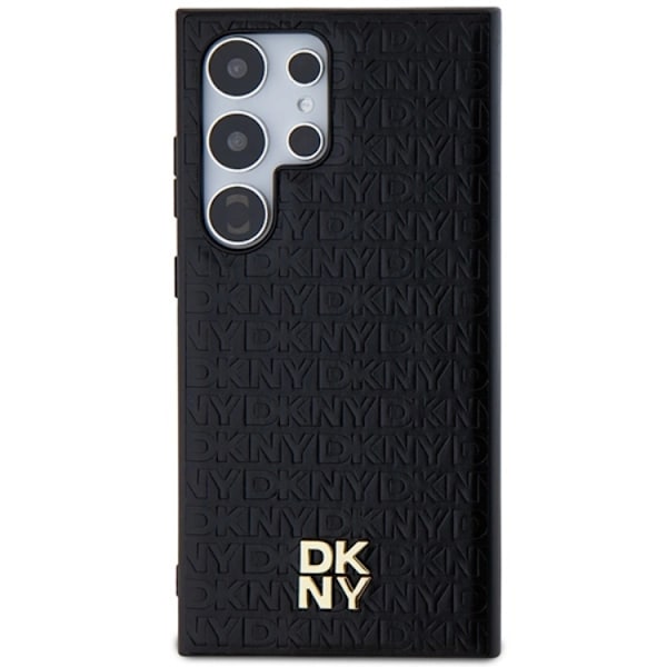 DKNY Galaxy S24 Ultra Mobilskal Magsafe Läder Pattern Metal Logo Svart
