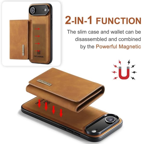 DG.MING iPhone Air Konstläder Plånboksfodral Kickstand PU - Brun