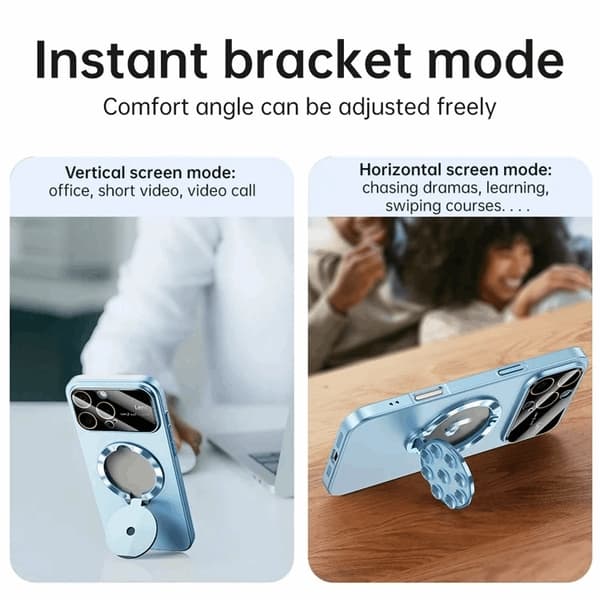 Mobilskal till iPhone 15 Pro Magsafe Sugkopphållare Kickstand - Blå Blå