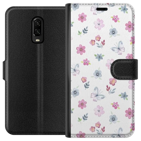 OnePlus 6T tegnebog med blomster og sommerfugle