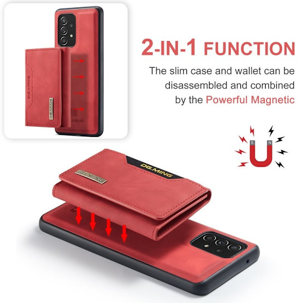 DG.MING M2 Tri-fold Plånboksfodral Samsung Galaxy A52s 5G Röd