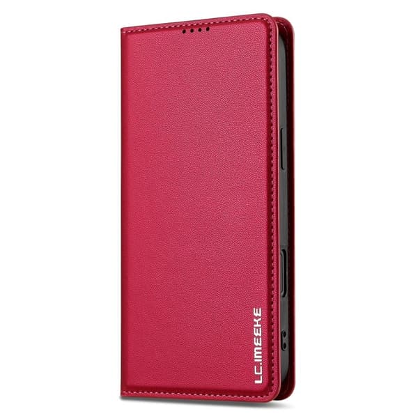 LC.IMEEKE L1 Series iPhone 16 Plus Plånboksfodral Konstläder - Röd