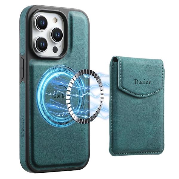 DENIOR D19 Mobilskal till iPhone 15 Pro Max Läder+PC+TPU Blå