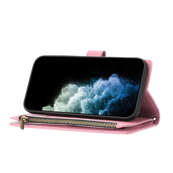 OnePlus 15 5G Konstläder Plånboksfodral Zipper Shockproof Rosa