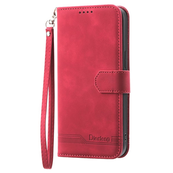 DIERFENG DF-03 Plånboksfodral för Samsung Galaxy S23+ - Konstläder - Röd