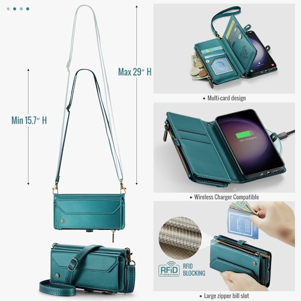 CASEME Plånboksfodral Konstläder för Samsung Galaxy S23 - Grön