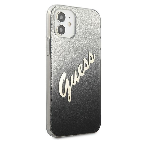 Guess Skal iPhone 12 Mini Glitter Gradient Script - Sort Black