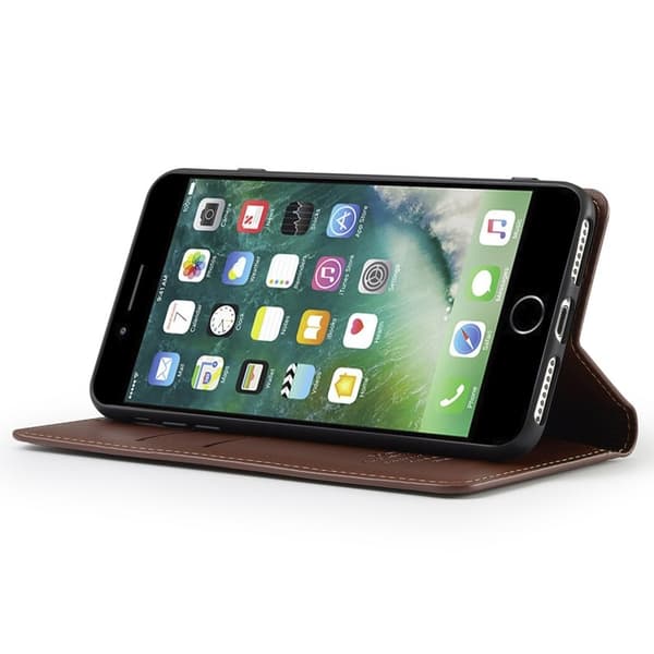 LC.IMEEKE L1 Series iPhone 8 Plus Plånboksfodral Konstläder - Brun