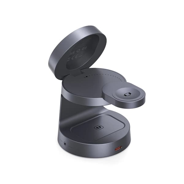 Tech-Protect Qi2 MagSafe Trådlös Laddare iPhone/Apple Watch/AirPods - Mörkgrå Grå