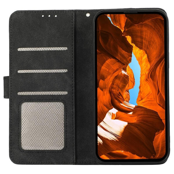 ABEEL iPhone 17 Plånboksfodral i Splicing Konstläder RFID-Skydd - Svart