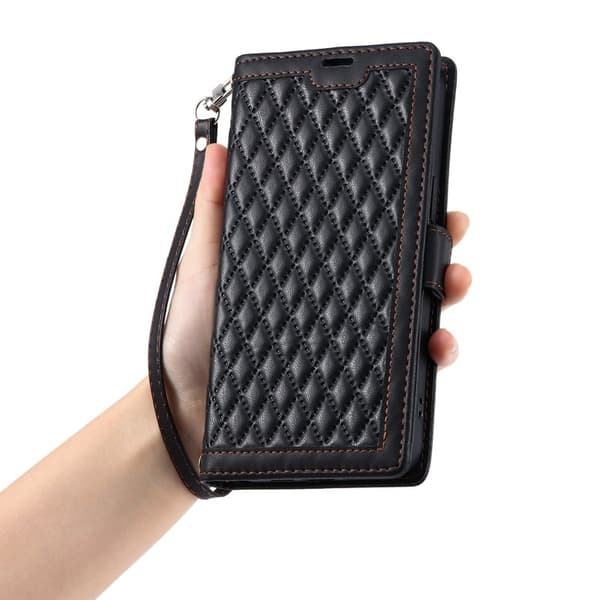Samsung Galaxy S26/S26 Pro Plånboksfodral Konstläder Rhombus - Svart