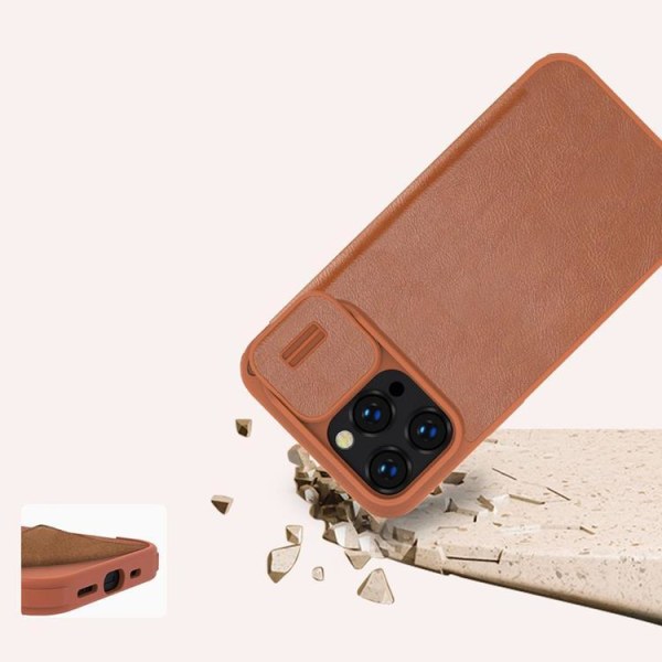 Nillkin iPhone 14 Pro Max lompakkokotelo Qin Pro nahka - ruskea