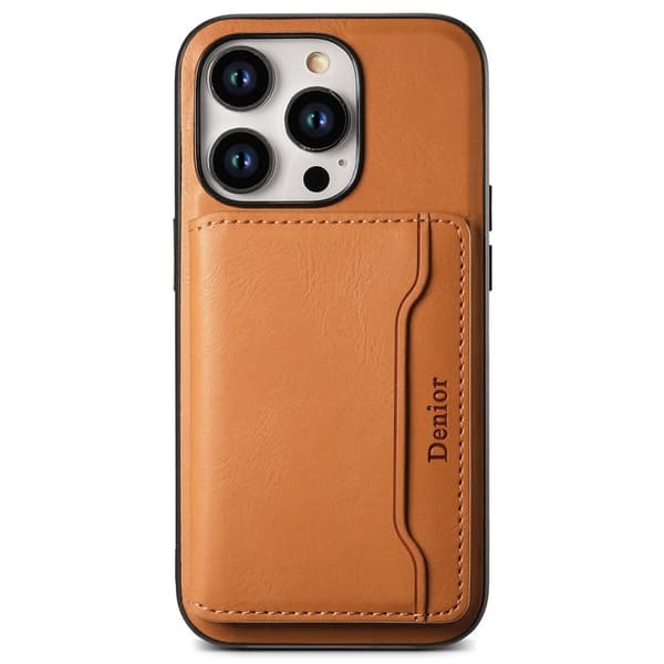 DENIOR Mobilskal till iPhone 15 Pro KonstLäder med kickstand - Khaki