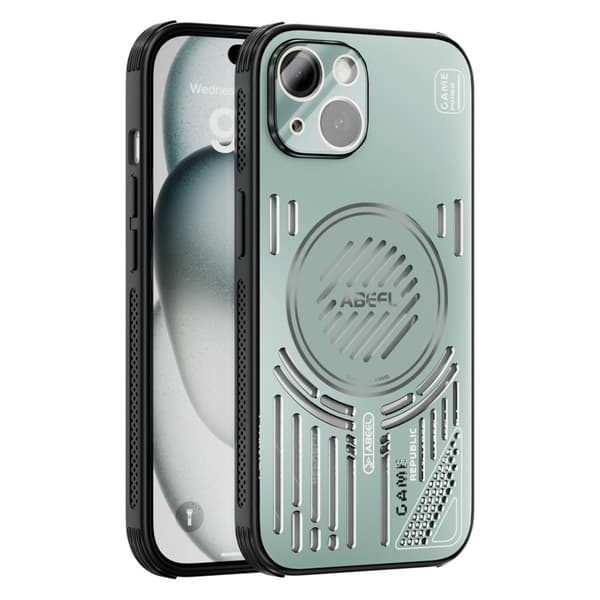 ABEEL Mobilskal till iPhone 15 Aluminium + PC + TPU - Ljusgrön