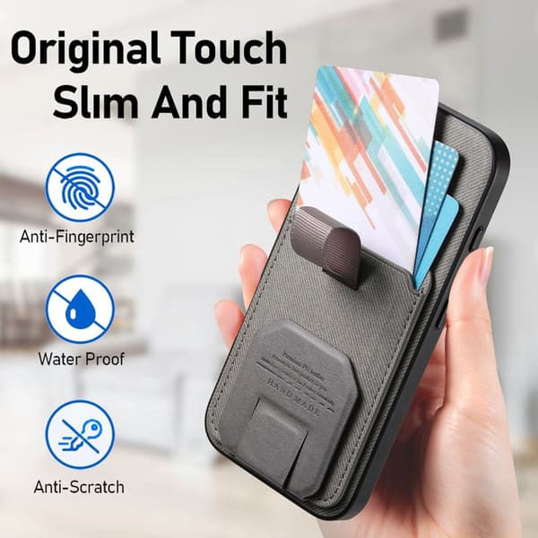 Mobilskal för Samsung Galaxy S26 TPU + Konstläder Kickstand - Grå