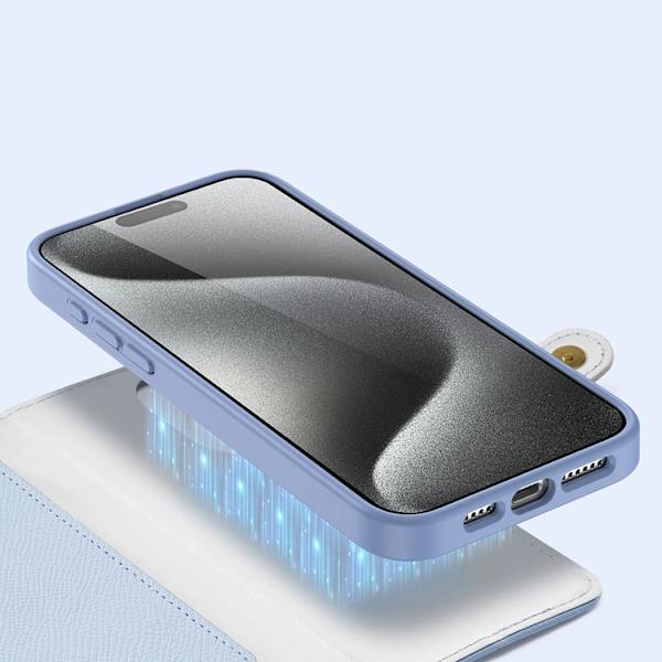Dux Ducis iPhone 15 Pro Plånboksfodral Lawa Läder - Blå Blå