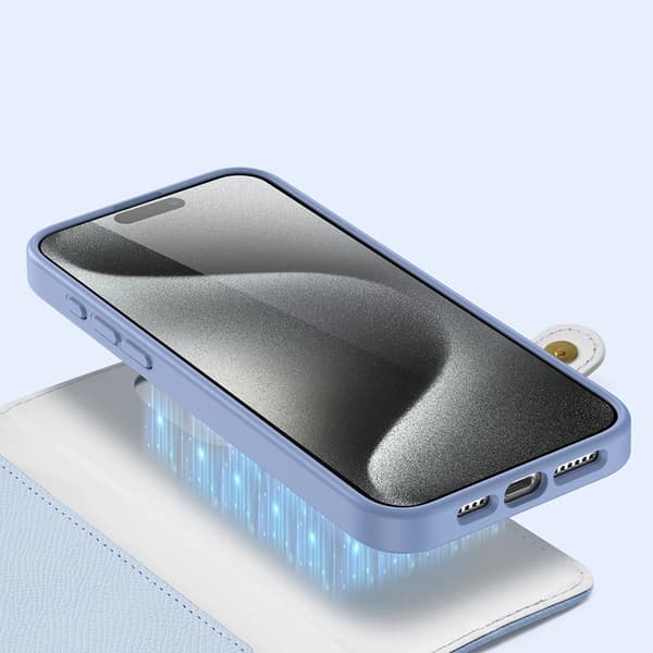 Dux Ducis iPhone 15 Pro Pung Taske Lawa Læder - Blå Blå