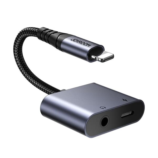 Joyroom 2in1 Lightning/Lightning/3,5 mm Mini Jack DAC-adapter Black