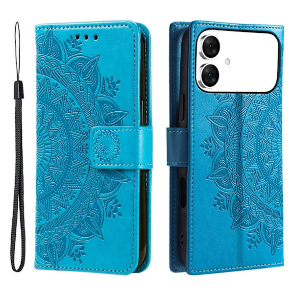Galaxy S26 Edge Plånboksfodral Imprinted Totem Läder - Blå Blå