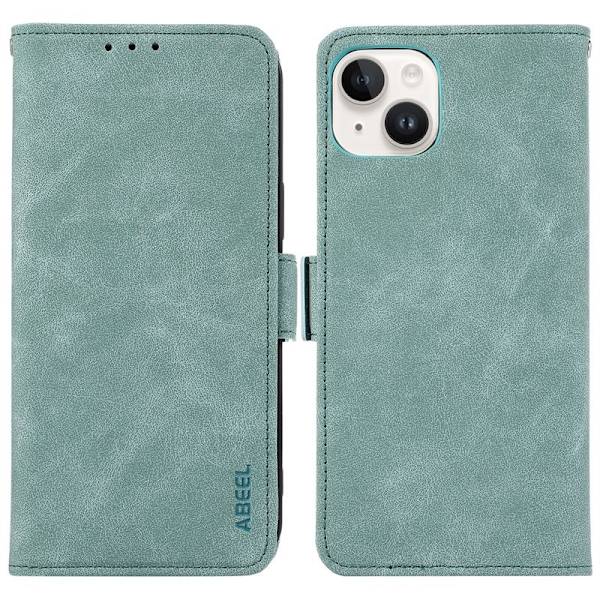 ABEEL iPhone 15 Plånboksfodral Konstläder RFID-Skydd Magnetisk - Blå