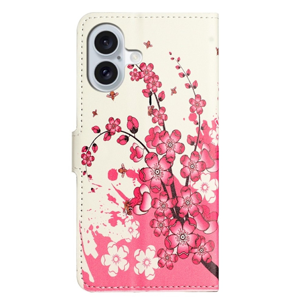 iPhone 17 Konstläder Plånboksfodral Pattern Print - Plum Blossom Rosa
