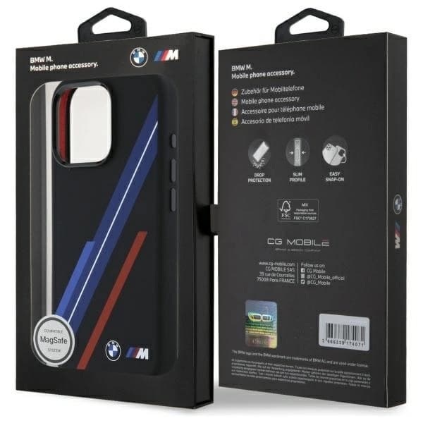 BMW Mobilskal till iPhone 16 Pro MagSafe Silikon Random Lines - Svart Black