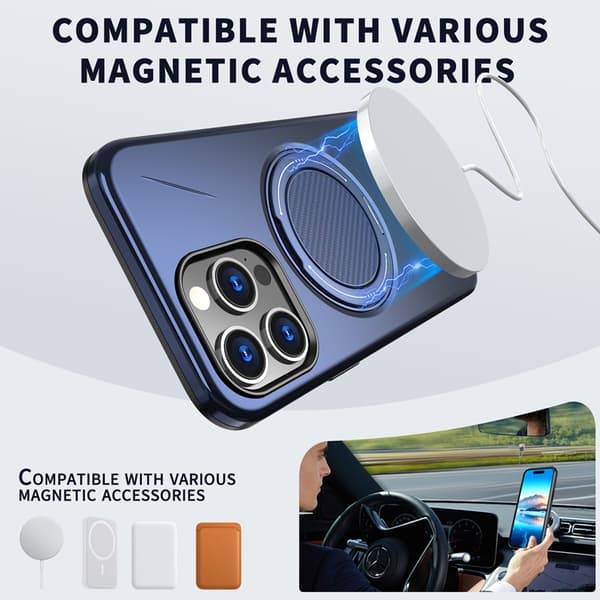 Mobilskal till iPhone 15 Pro Max MagSafe Rotating Kickstand TPU + PC Blå