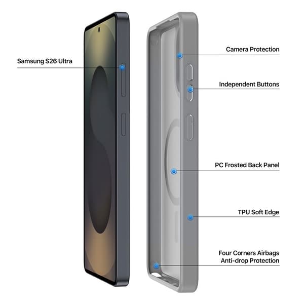 Dux Ducis Mobilskal för Samsung Galaxy S26 Ultra Magnetiskt PC + TPU - Grå