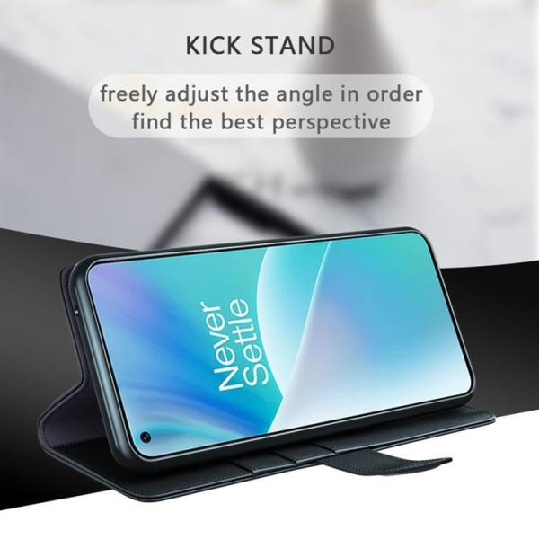 OnePlus Nord 2T 5G lompakkokotelo aitoa nahkaa läppäkotelo - musta
