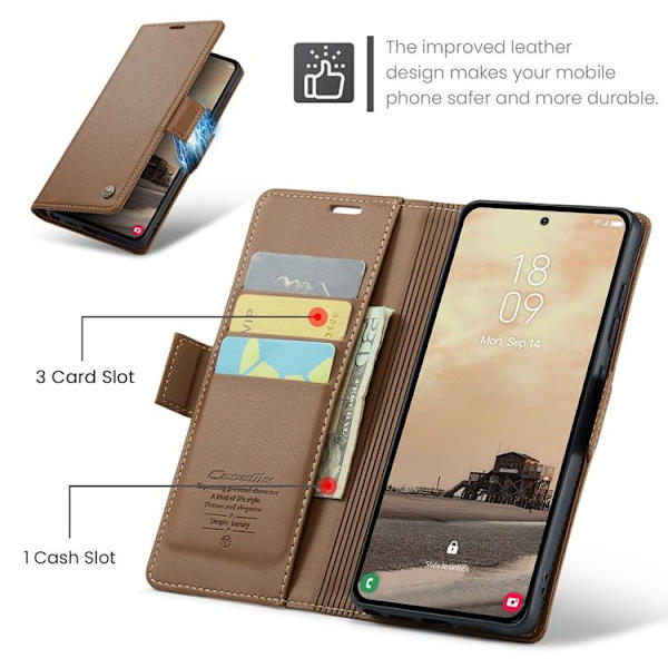 CASEME Galaxy S26 Ultra Plånboksfodral RFID Blocking Brun