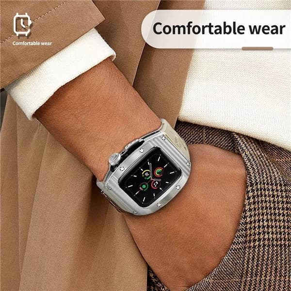 SHELLBOX Apple Watch 45mm Armband Silikon Metal - Vit Vit