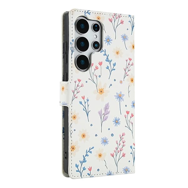 Galaxy S25 Ultra Plånboksfodral Rhombic Floral A2 Vit