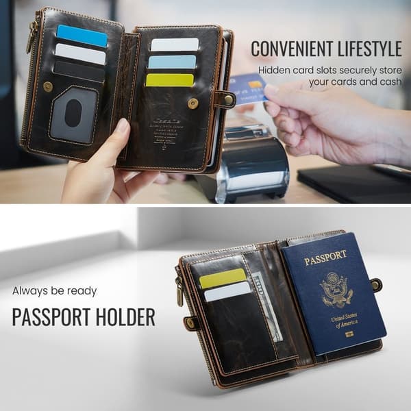 CASEME Me60 Passerkort Plånboksfodral RFID-Skydd 11 Kort Brun
